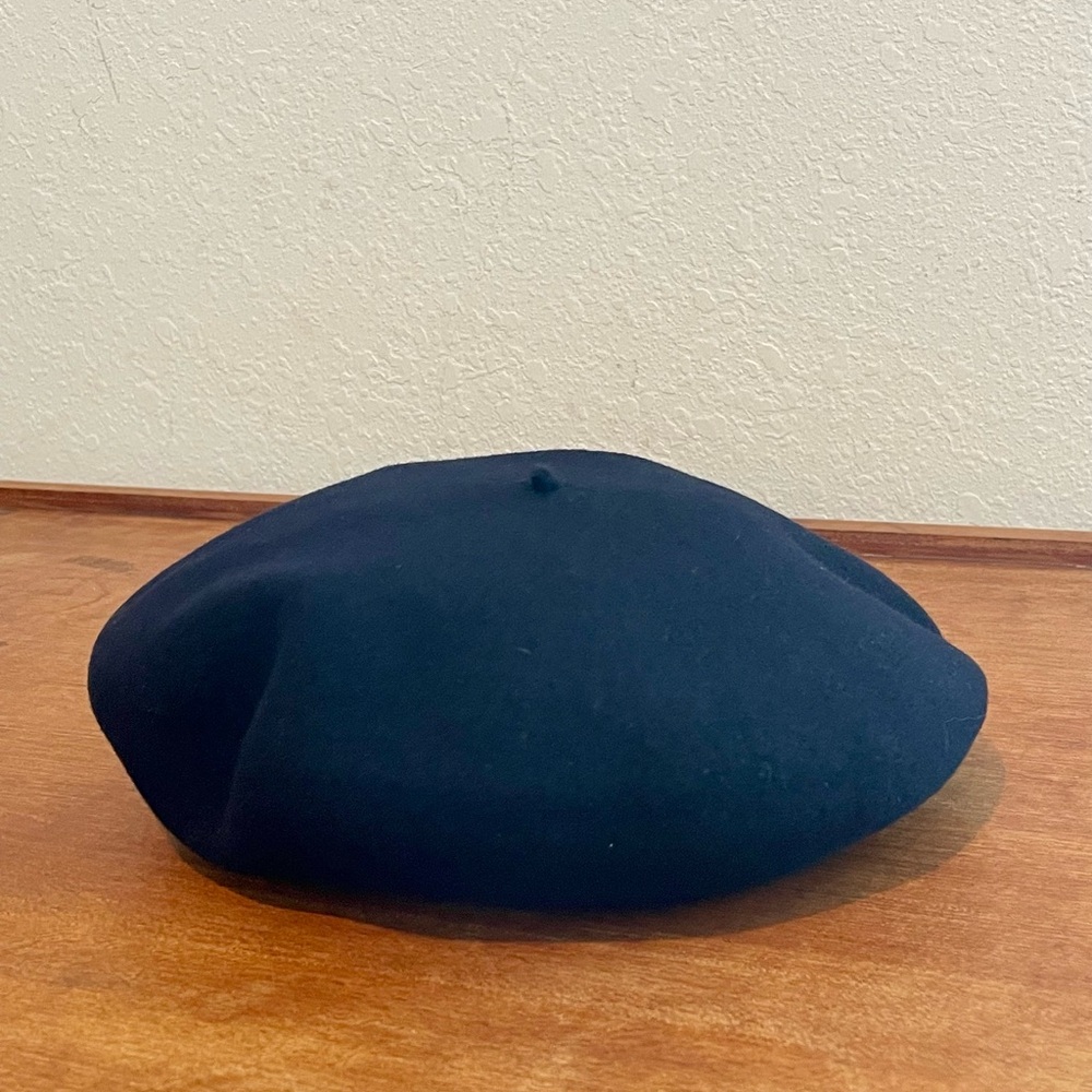 Vintage Printemps Paris Black Pure Lane Felt Wool  Beret Hat - Picture 5 of 15